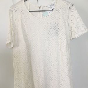 White Textured Short Sleeve Blouse